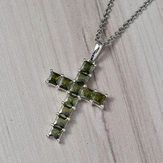 D'Joy Lustro Stella Peridot Zirkonia Schmuckset ca. 50 cm 925 Silber und Edelstahl