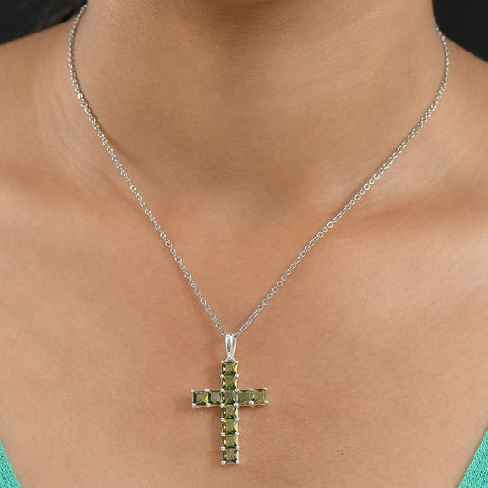 D'Joy Lustro Stella Peridot Zirkonia Schmuckset ca. 50 cm 925 Silber und Edelstahl