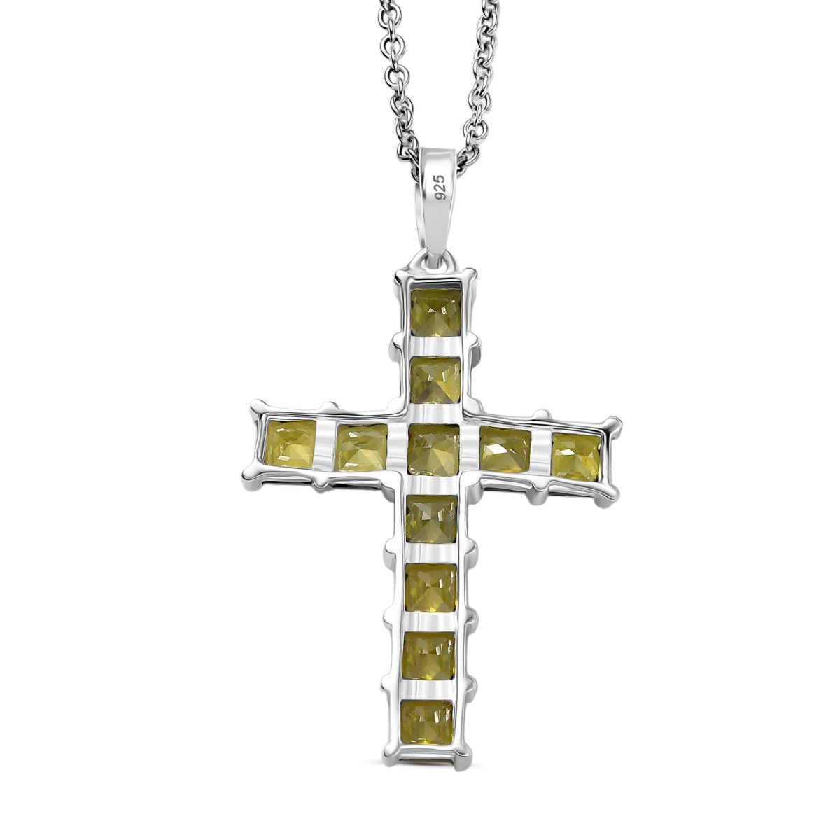 D'Joy Lustro Stella Peridot Zirkonia Schmuckset ca. 50 cm 925 Silber und Edelstahl