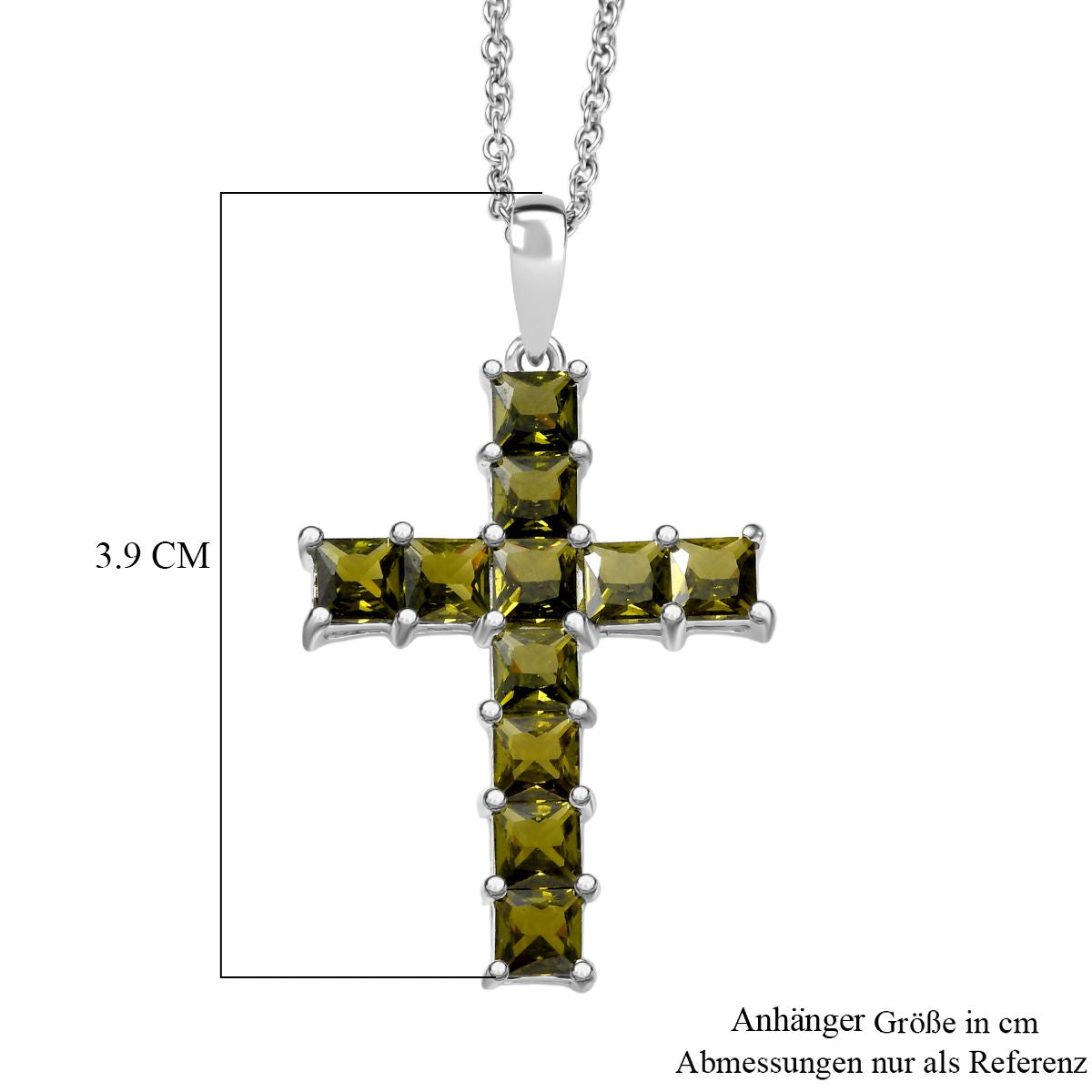 D'Joy Lustro Stella Peridot Zirkonia Schmuckset ca. 50 cm 925 Silber und Edelstahl