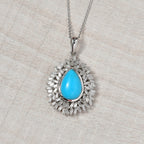Djoy Sleeping Beauty Türkis, Moissanit Anhänger mit Kette 925 Silber rhodiniert ca. 4.83 ct