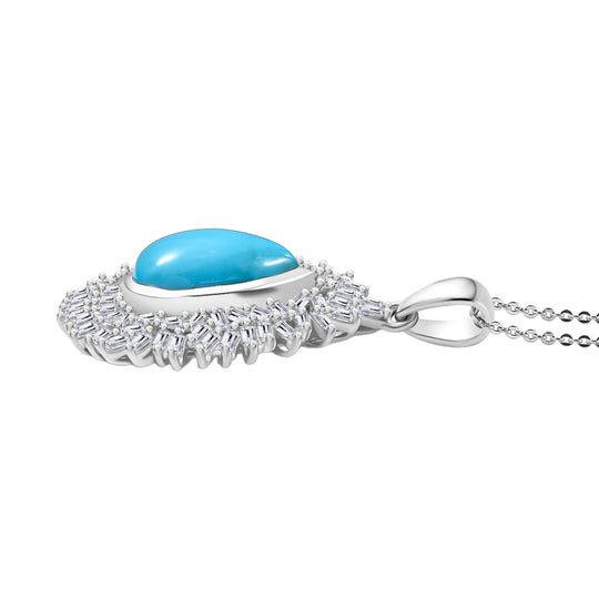 Djoy Sleeping Beauty Türkis, Moissanit Anhänger mit Kette 925 Silber rhodiniert ca. 4.83 ct