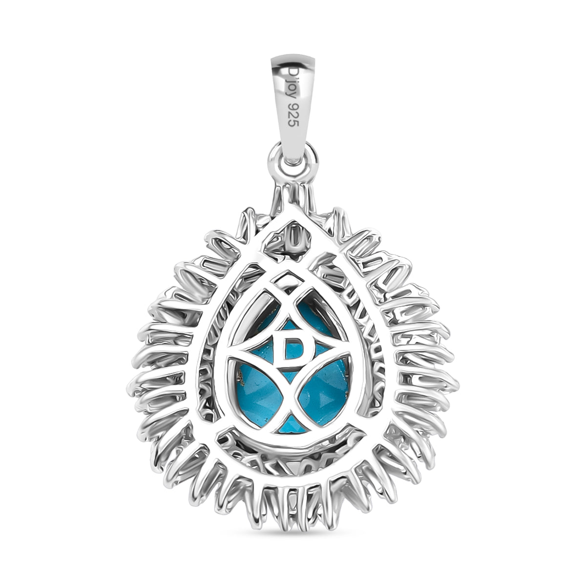 Djoy Sleeping Beauty Türkis, Moissanit Anhänger mit Kette 925 Silber rhodiniert ca. 4.83 ct