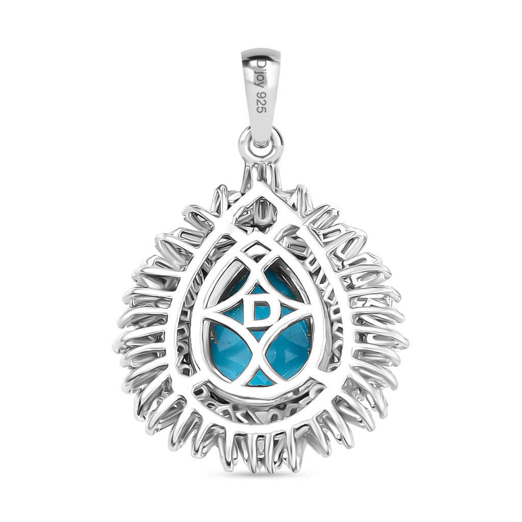 Djoy Sleeping Beauty Türkis, Moissanit Anhänger mit Kette 925 Silber rhodiniert ca. 4.83 ct