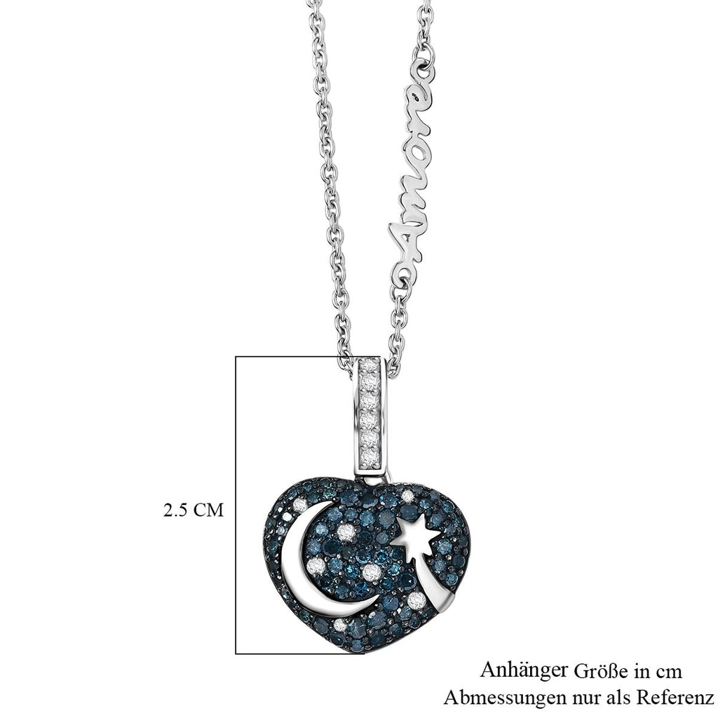 GP Celestial Dream Kollektion- Blauer Diamant, Kanchanaburi Blauer Saphir Schmuckset 925 Silber rhodiniert ca. 1.04 ct