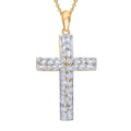 LUXURIANT SI-GH Labor Diamant Kreuz Anhänger mit 50cm Kette, 925 Silber 750 Gelbgold Vermeil - 0,33 ct.