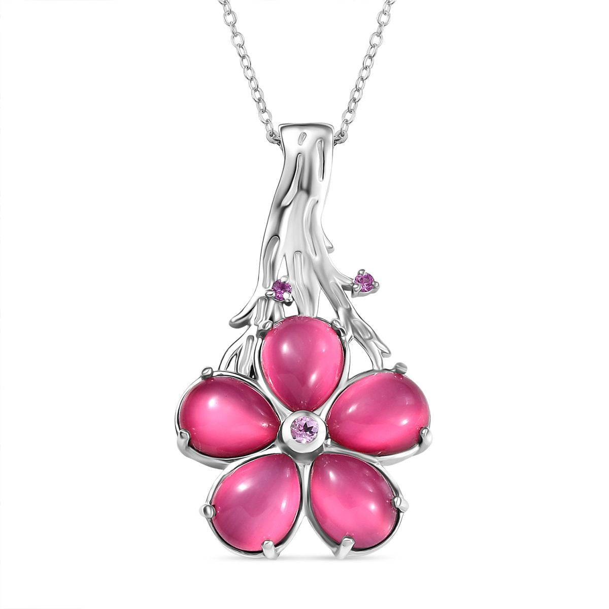 GP Italienische Garten Kollektion-Maulbeer Mondstein, Kanchanaburi Blauer Saphir Anhänger mit Kette, 925 Silber rhodiniert ca. 8.65 ct
