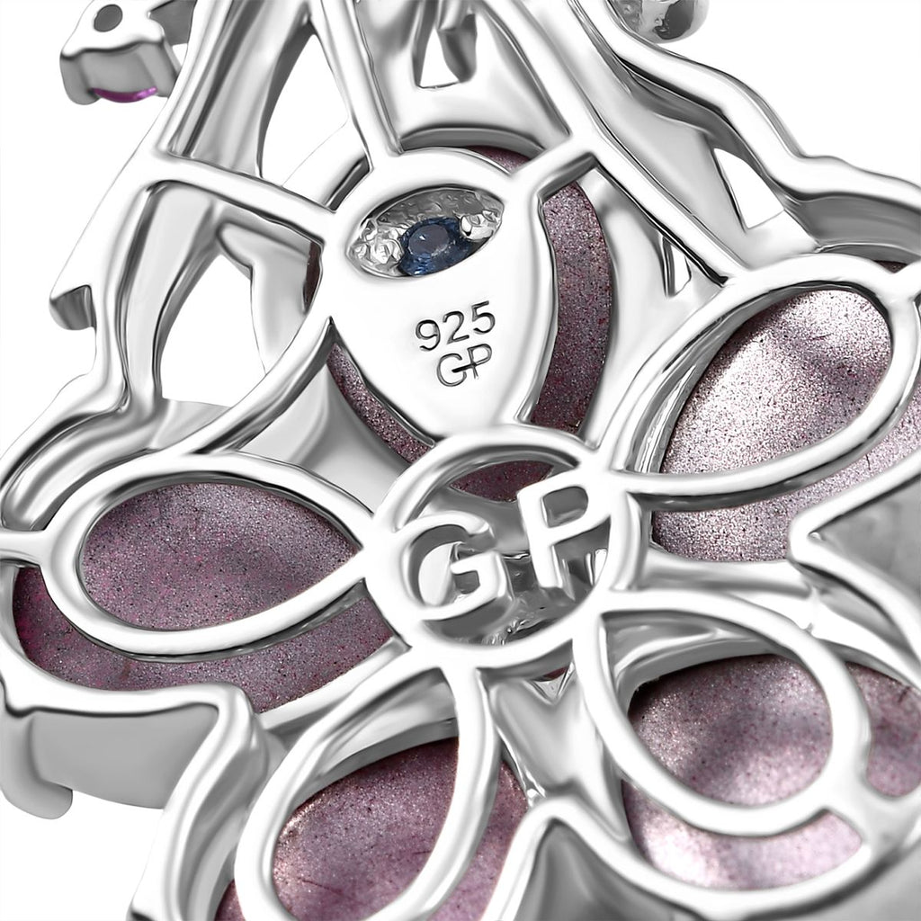 GP Italienische Garten Kollektion-Maulbeer Mondstein, Kanchanaburi Blauer Saphir Anhänger mit Kette, 925 Silber rhodiniert ca. 8.65 ct