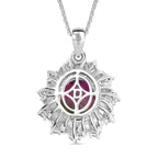 Bloomfire - D'joy Wassermelonen Quarz Triplette, Weißer Zirkon Anhänger mit Kette ca. 45 cm, 925 Silber platiniert und vergoldet ca. 4.40 ct