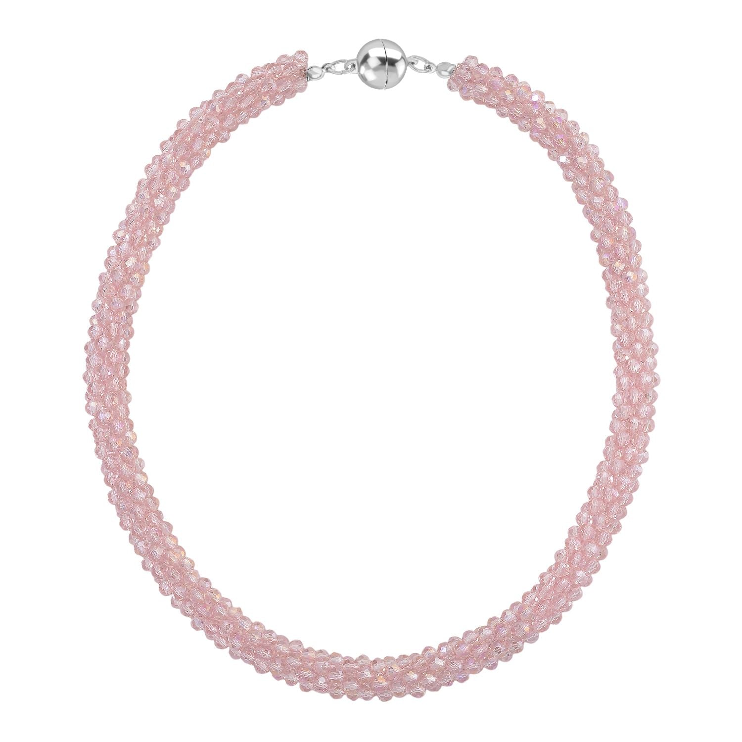 2er Set - Rosa Kristall Halskette und Armband, flexibel