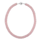 2er Set - Rosa Kristall Halskette und Armband, flexibel