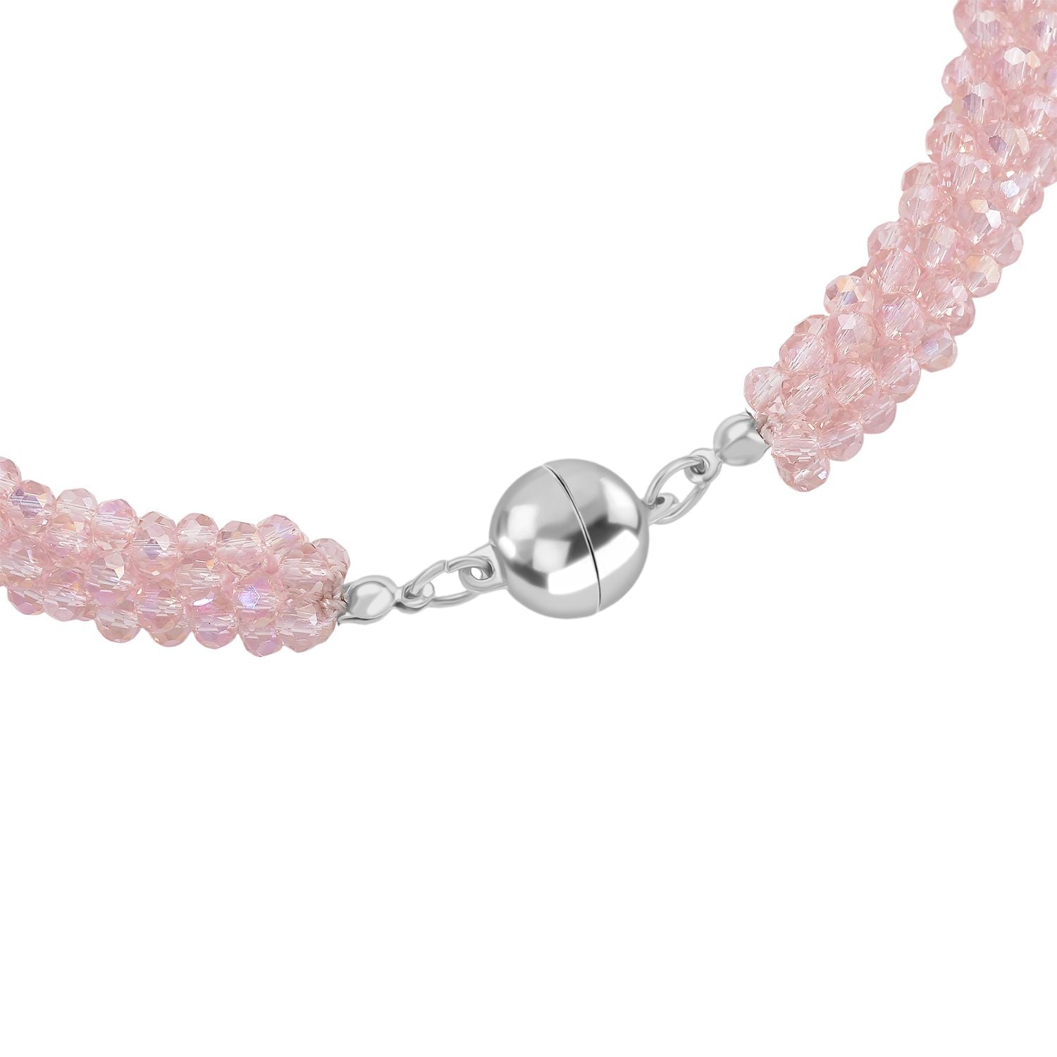 2er Set - Rosa Kristall Halskette und Armband, flexibel