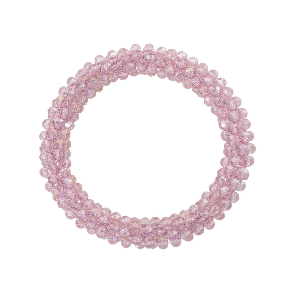 2er Set - Rosa Kristall Halskette und Armband, flexibel