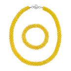 2er Set - Gelber Kristall Halskette und Armband, flexibel