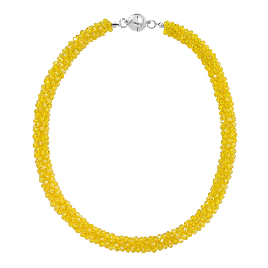 2er Set - Gelber Kristall Halskette und Armband, flexibel