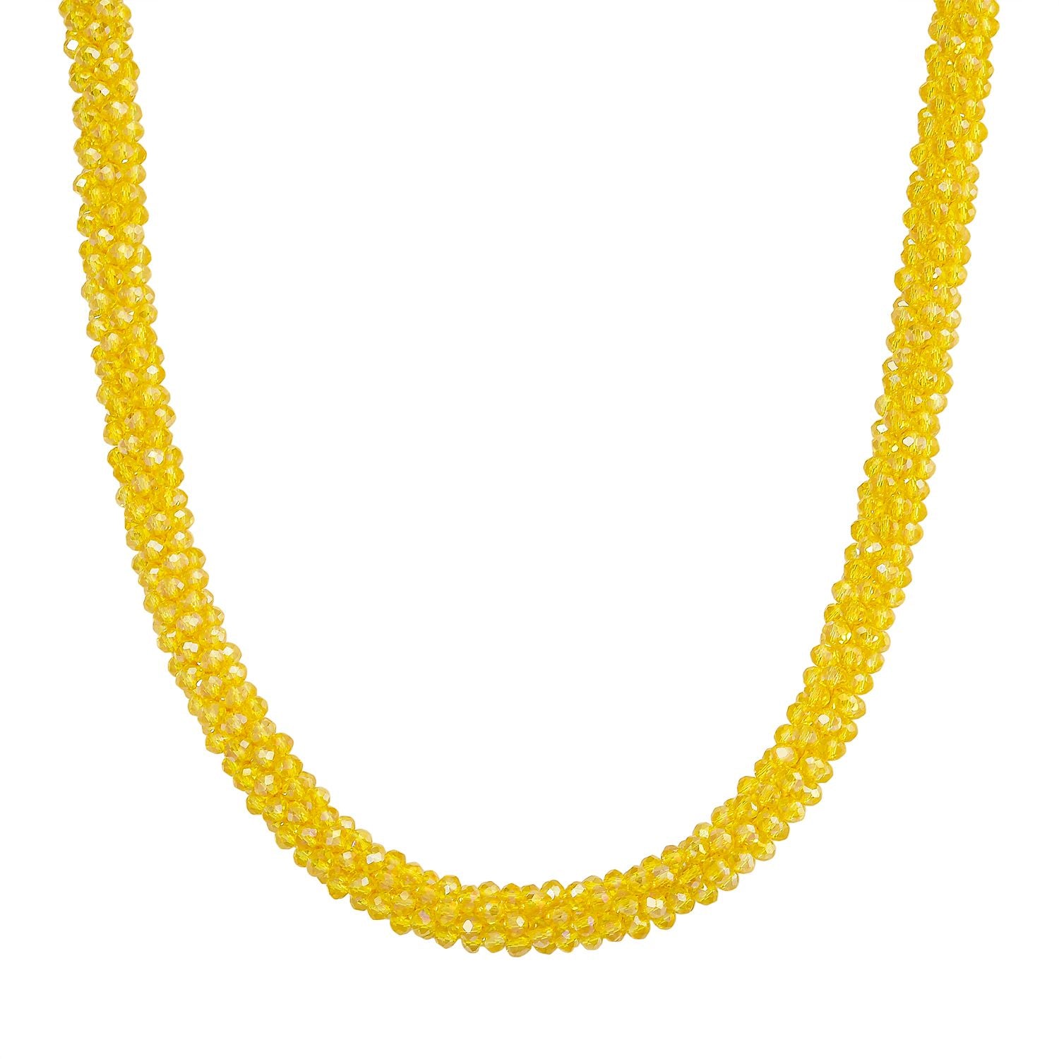 2er Set - Gelber Kristall Halskette und Armband, flexibel