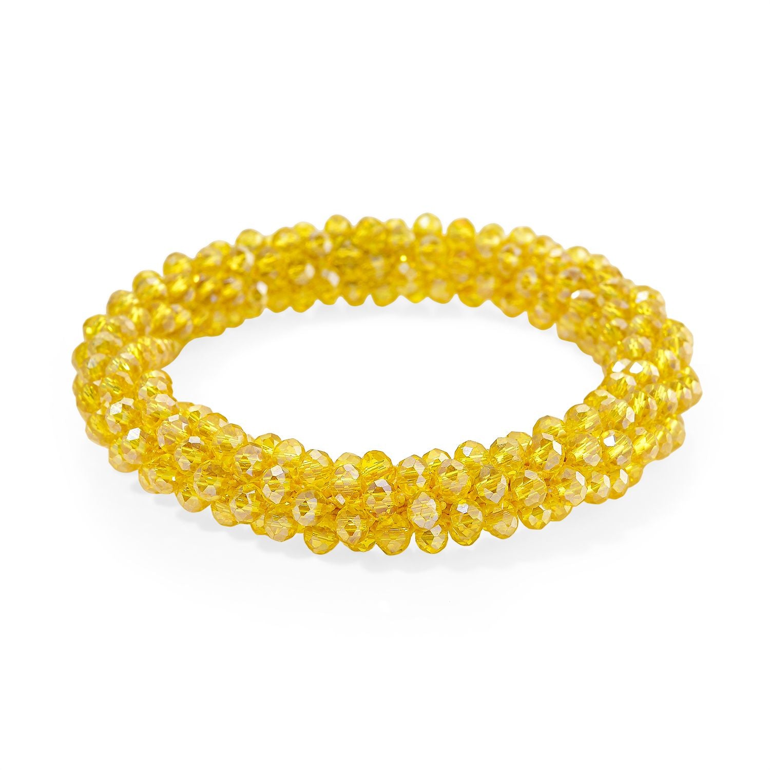 2er Set - Gelber Kristall Halskette und Armband, flexibel