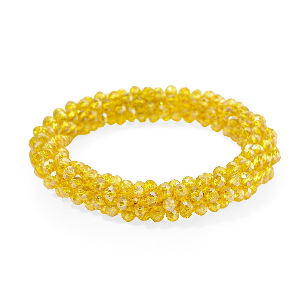 2er Set - Gelber Kristall Halskette und Armband, flexibel
