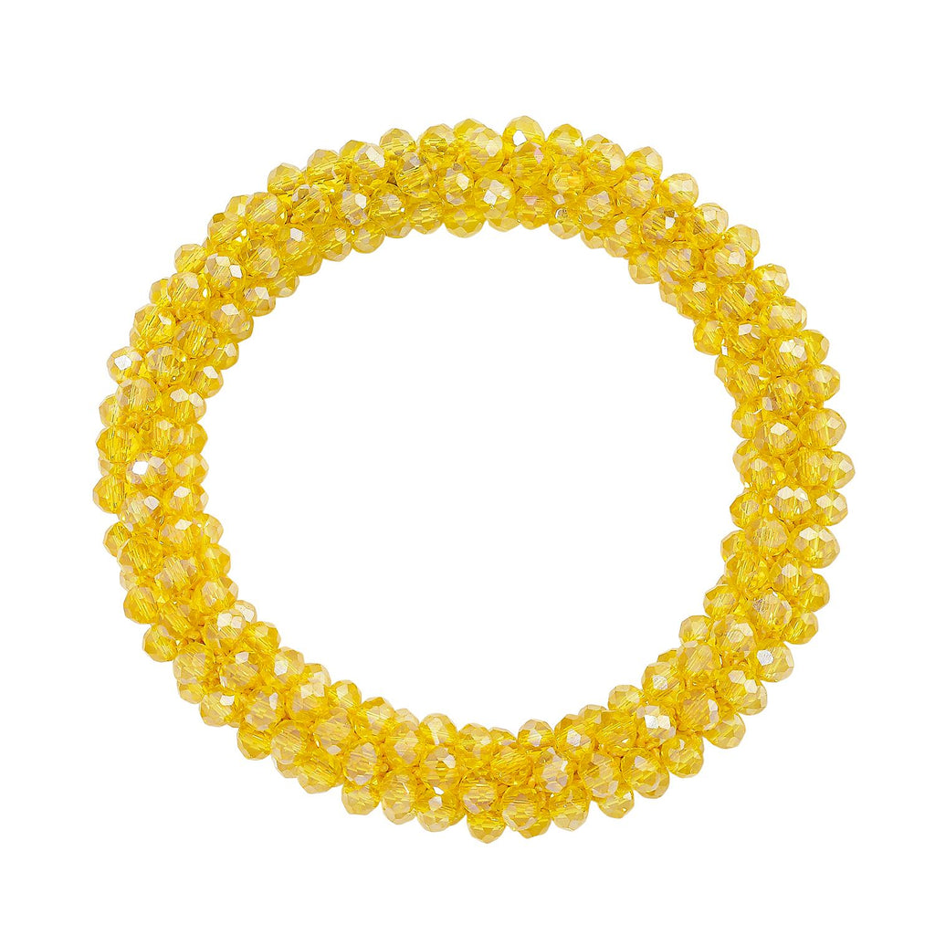 2er Set - Gelber Kristall Halskette und Armband, flexibel