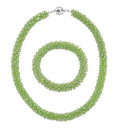 2er Set - Grüner Kristall Halskette und Armband, flexibel
