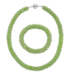 2er Set - Grüner Kristall Halskette und Armband, flexibel