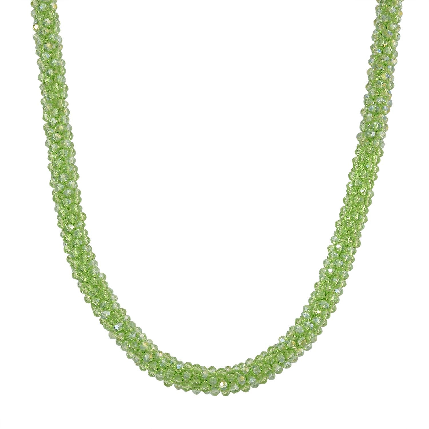 2er Set - Grüner Kristall Halskette und Armband, flexibel