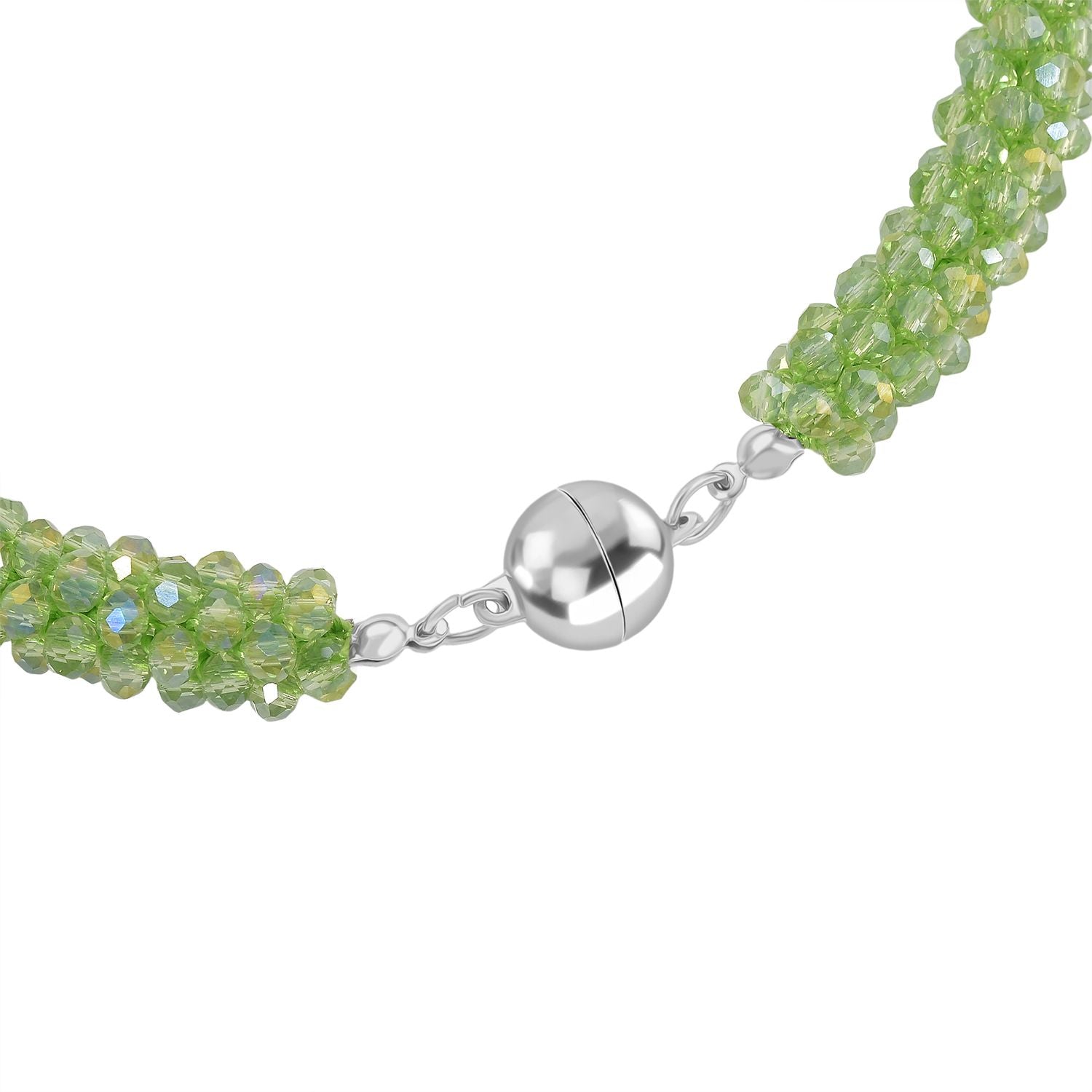 2er Set - Grüner Kristall Halskette und Armband, flexibel