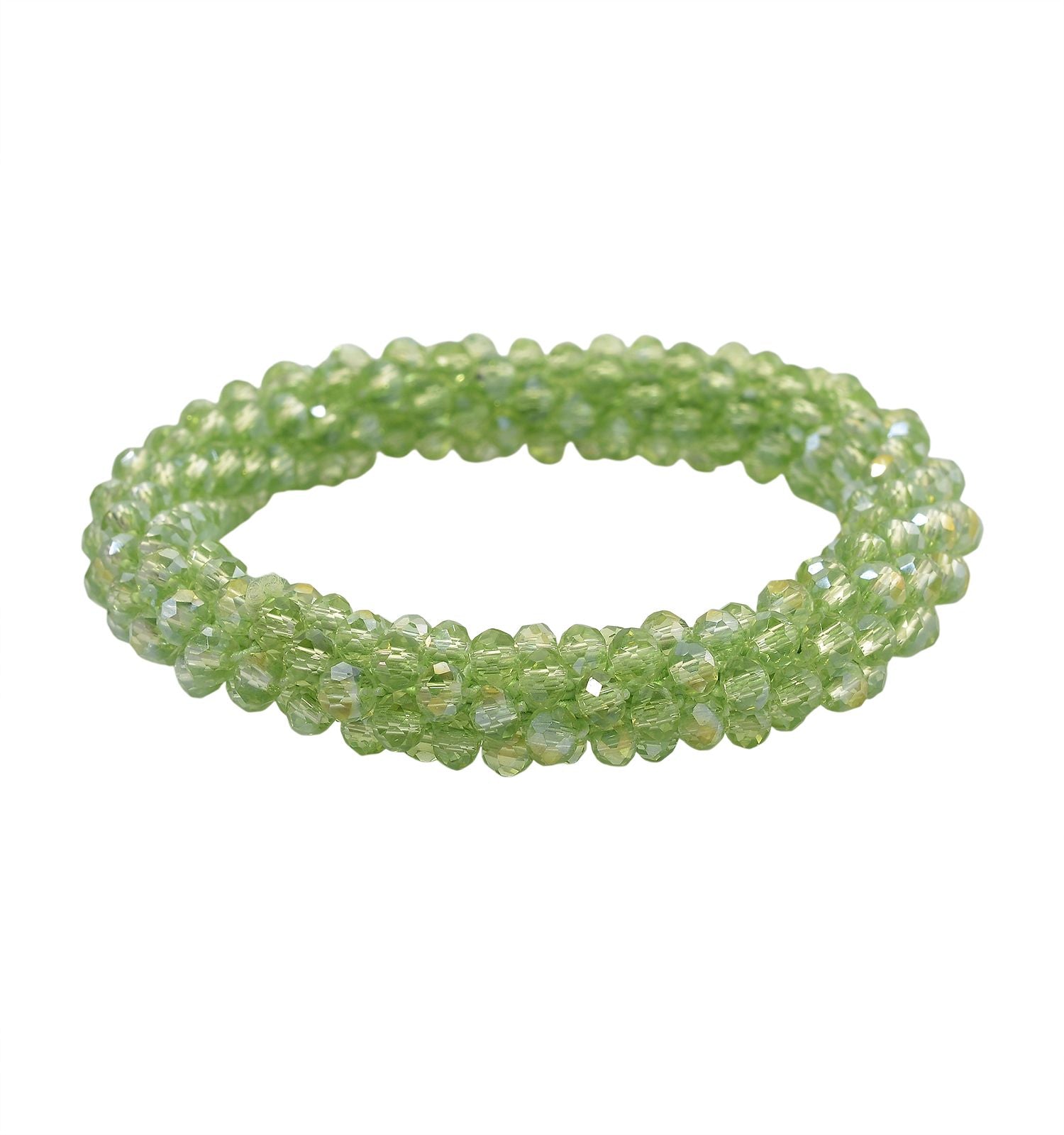 2er Set - Grüner Kristall Halskette und Armband, flexibel