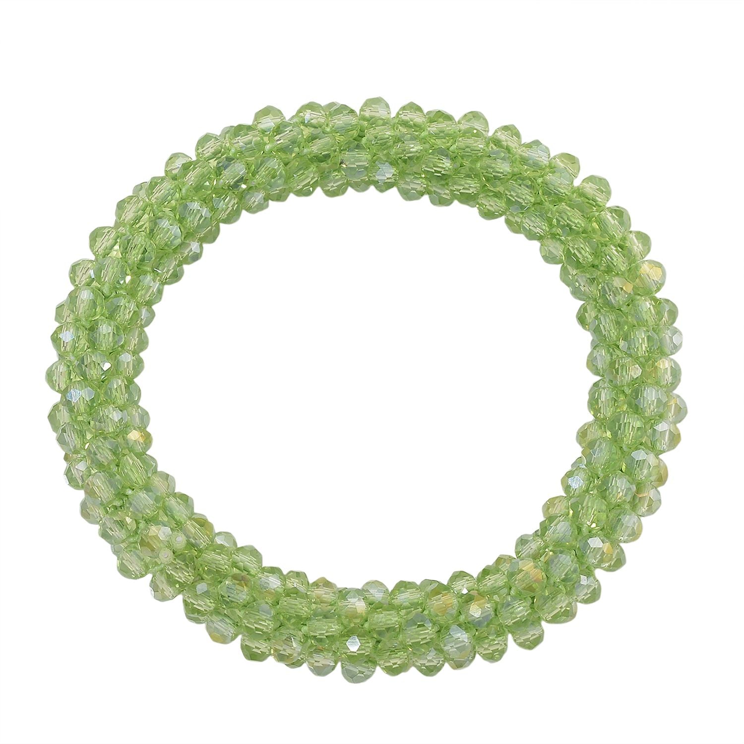 2er Set - Grüner Kristall Halskette und Armband, flexibel