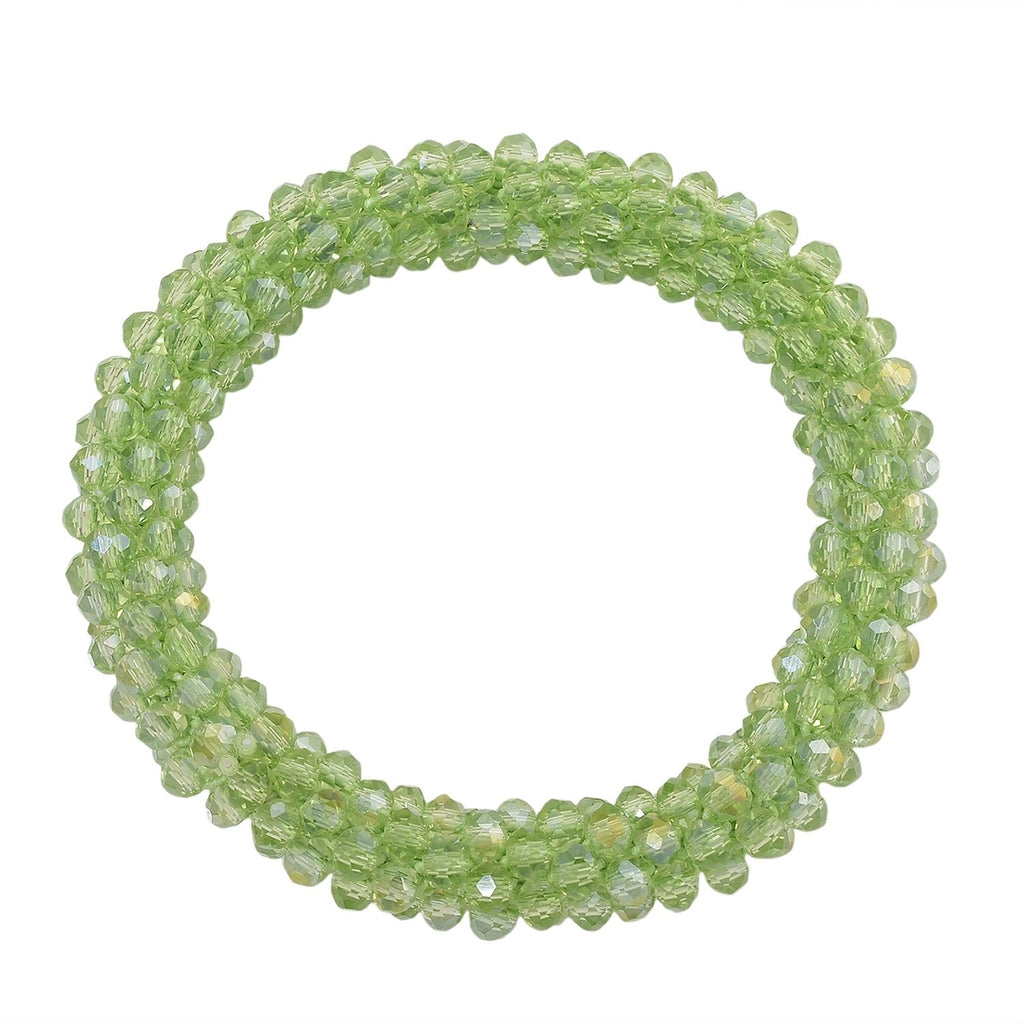 2er Set - Grüner Kristall Halskette und Armband, flexibel