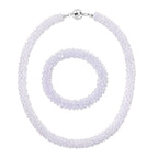 2er Set - Weißer Kristall Halskette und Armband, flexibel