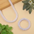 2er Set - Weißer Kristall Halskette und Armband, flexibel
