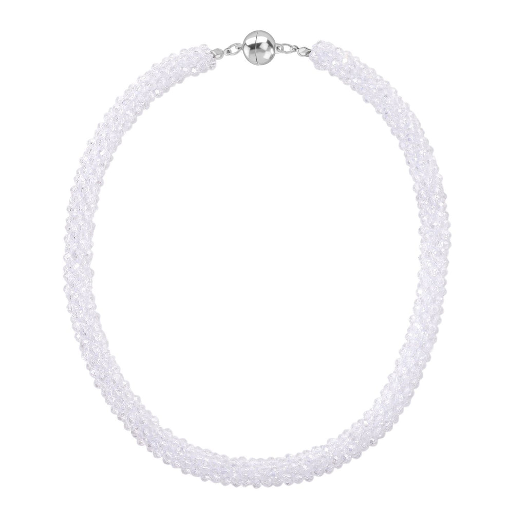 2er Set - Weißer Kristall Halskette und Armband, flexibel