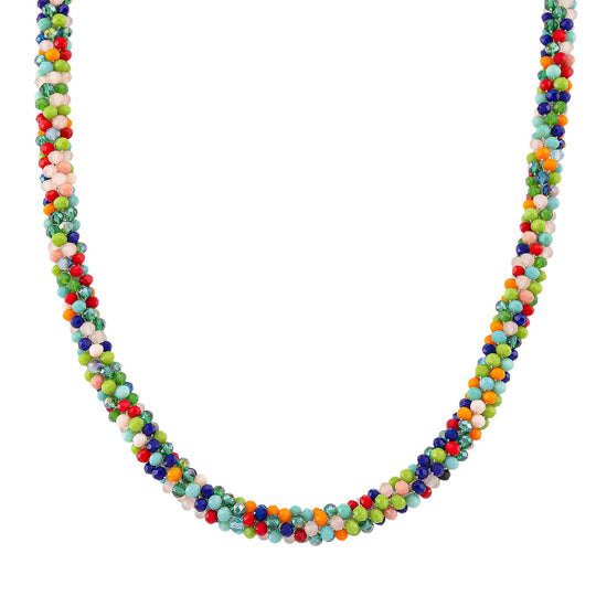 2er Set - Mehrfarbiger Kristall Halskette und Armband, flexibel