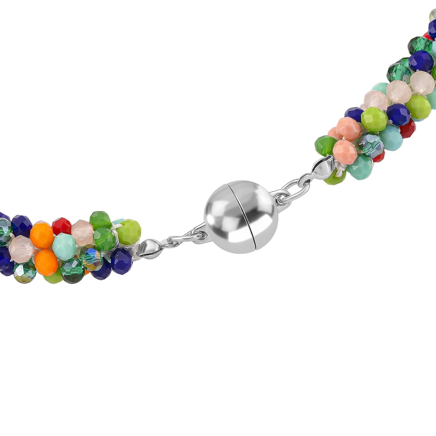 2er Set - Mehrfarbiger Kristall Halskette und Armband, flexibel