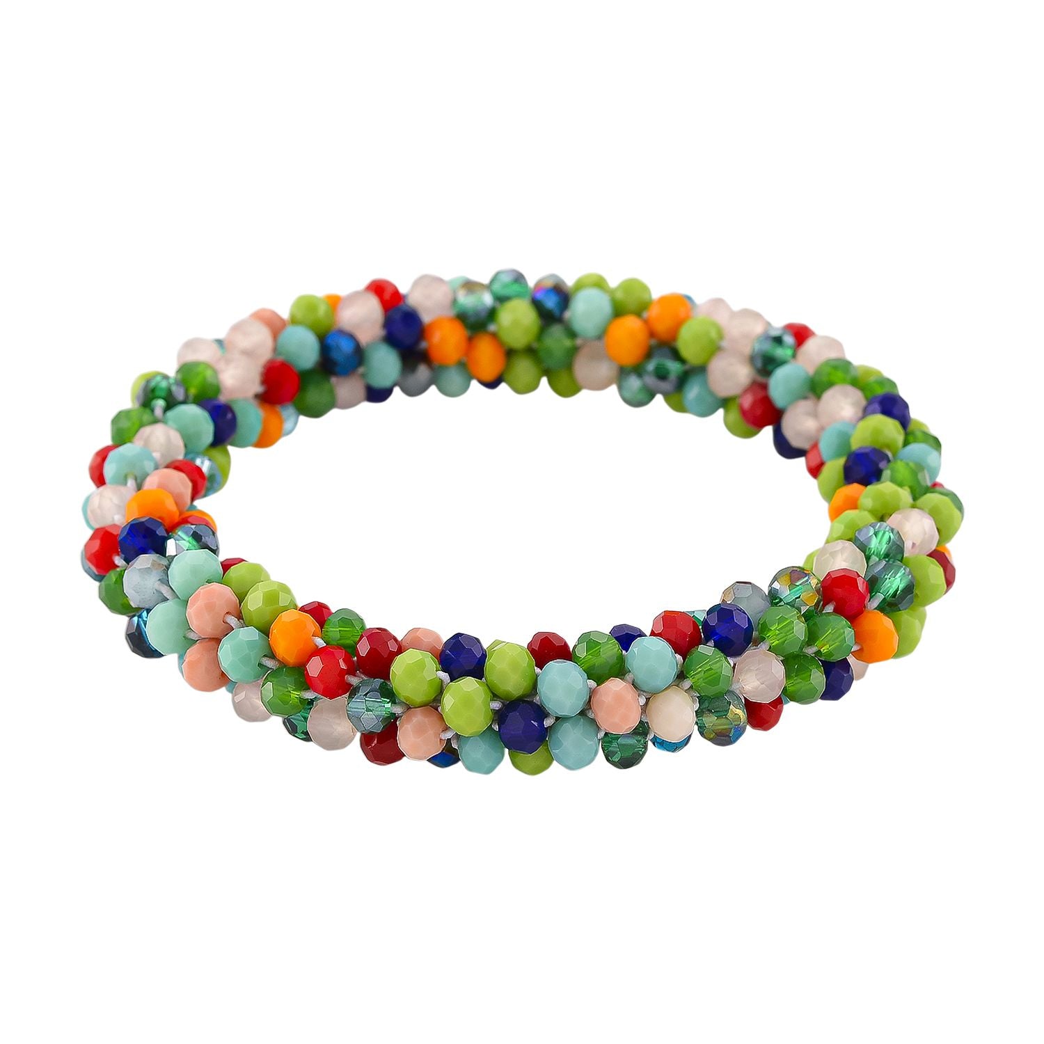 2er Set - Mehrfarbiger Kristall Halskette und Armband, flexibel