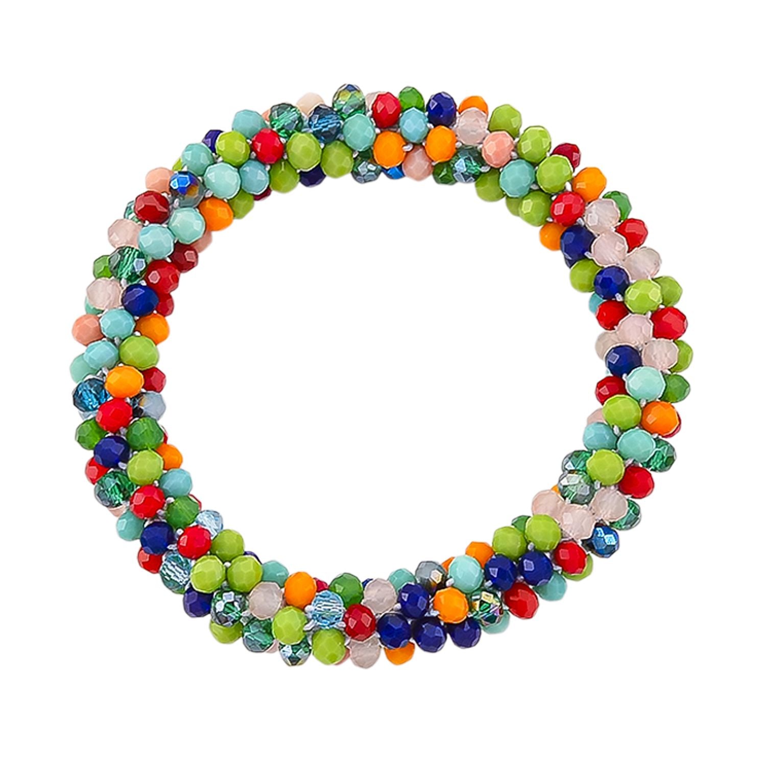 2er Set - Mehrfarbiger Kristall Halskette und Armband, flexibel