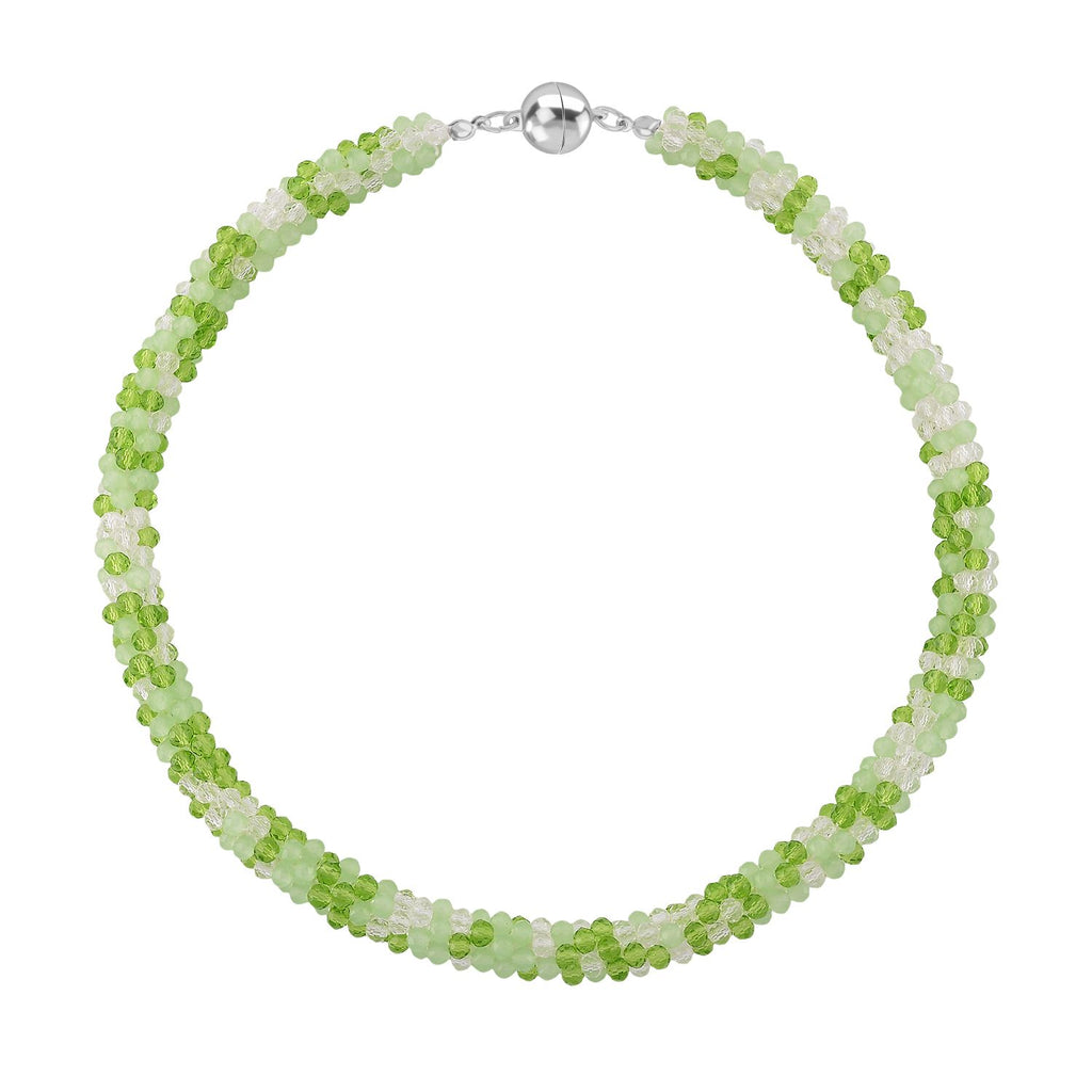 2er Set - Weißer Kristall Halskette und Armband, Grün
