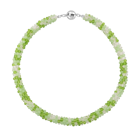 2er Set - Weißer Kristall Halskette und Armband, Grün