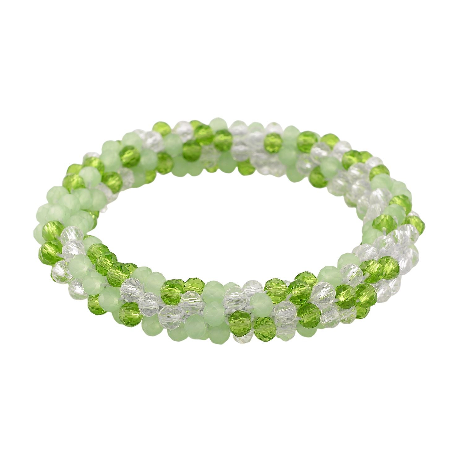 2er Set - Weißer Kristall Halskette und Armband, Grün