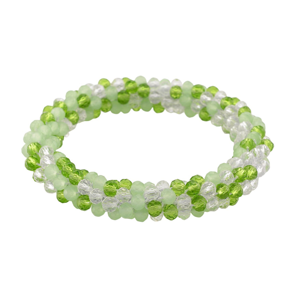 2er Set - Weißer Kristall Halskette und Armband, Grün