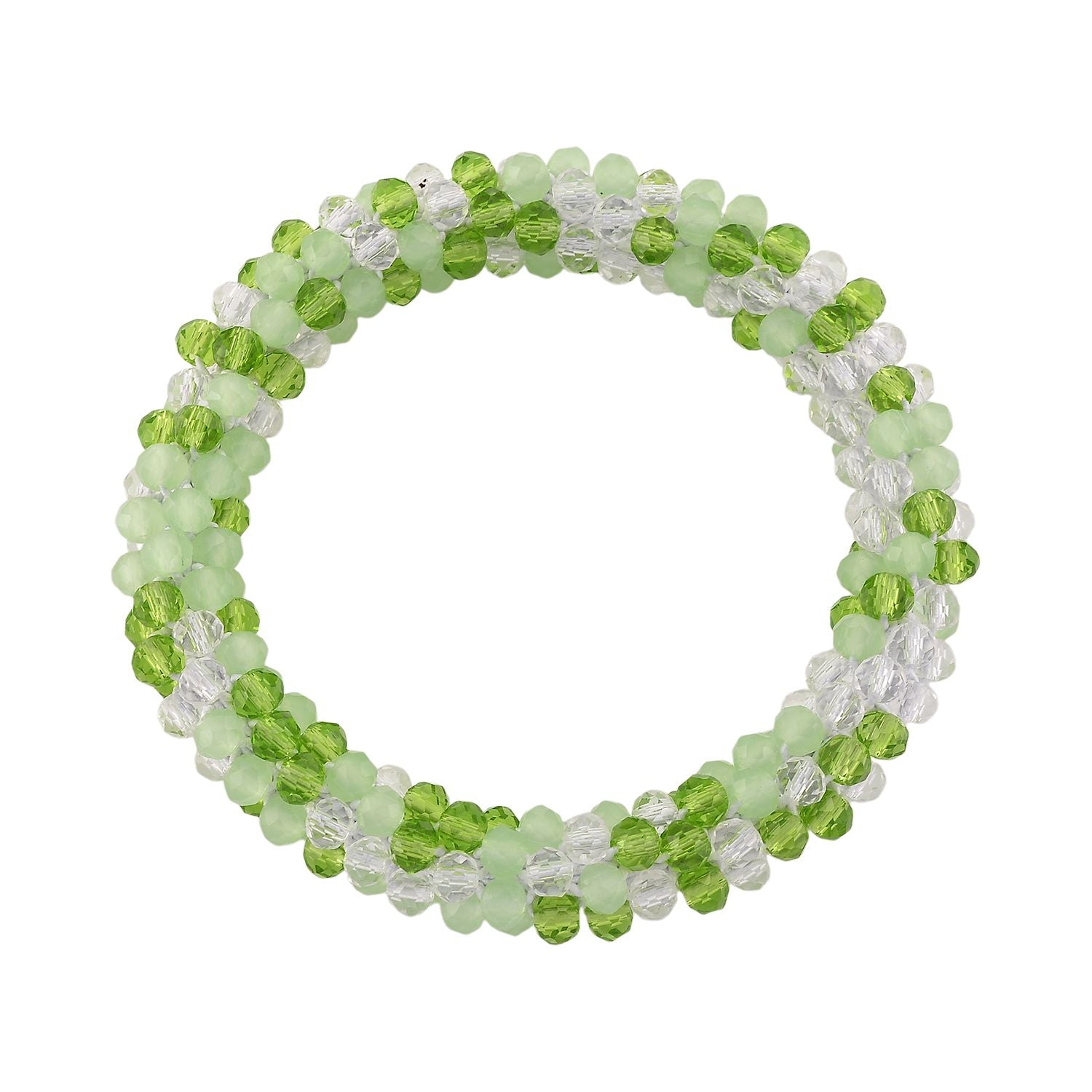 2er Set - Weißer Kristall Halskette und Armband, Grün