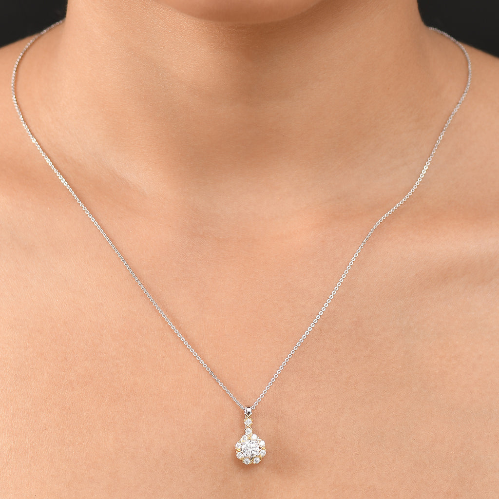 D'Joy Moissanit Anhänger mit Kette ca. 50 cm, 925 Silber platiniert und vergoldet ca. 0.77 ct