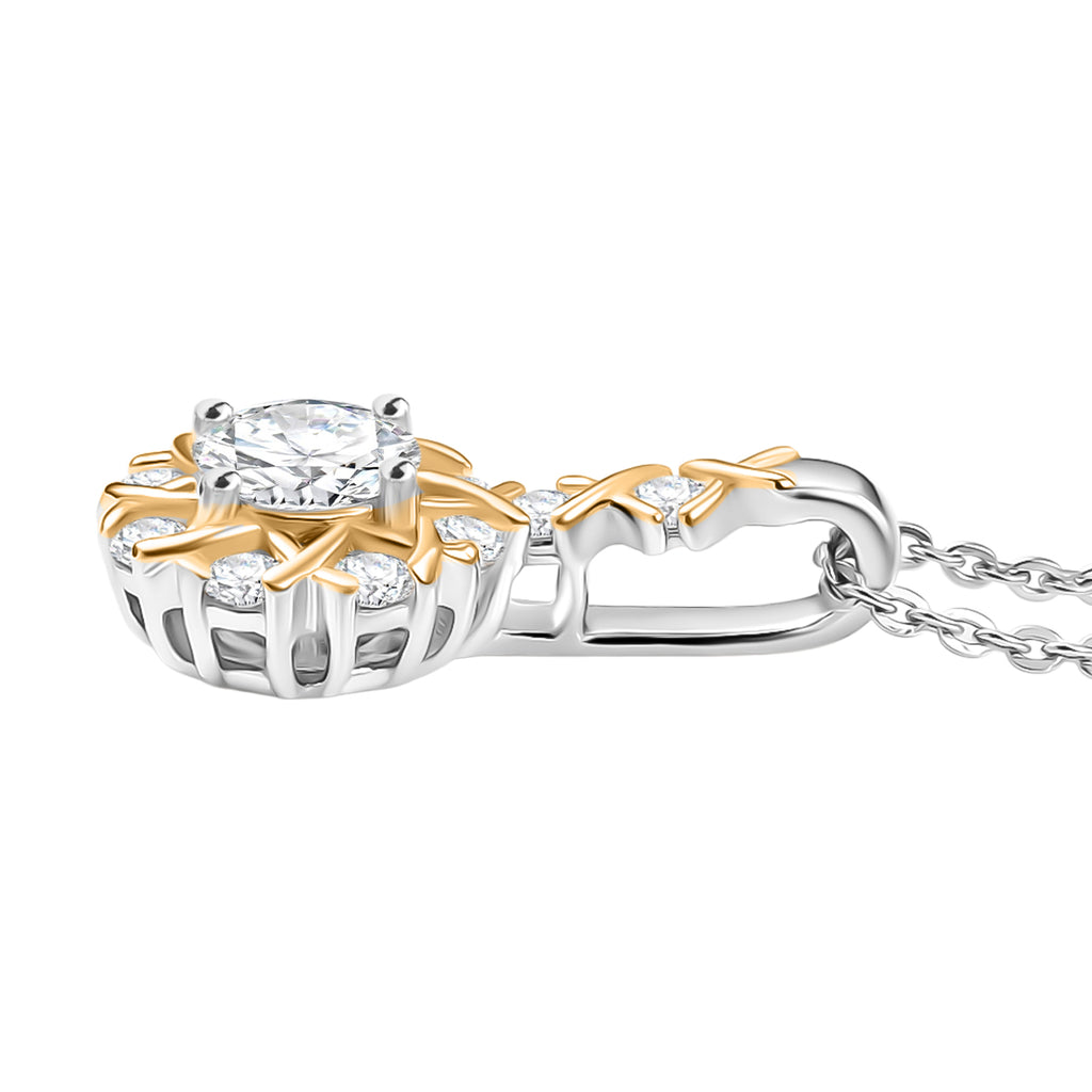 D'Joy Moissanit Anhänger mit Kette ca. 50 cm, 925 Silber platiniert und vergoldet ca. 0.77 ct