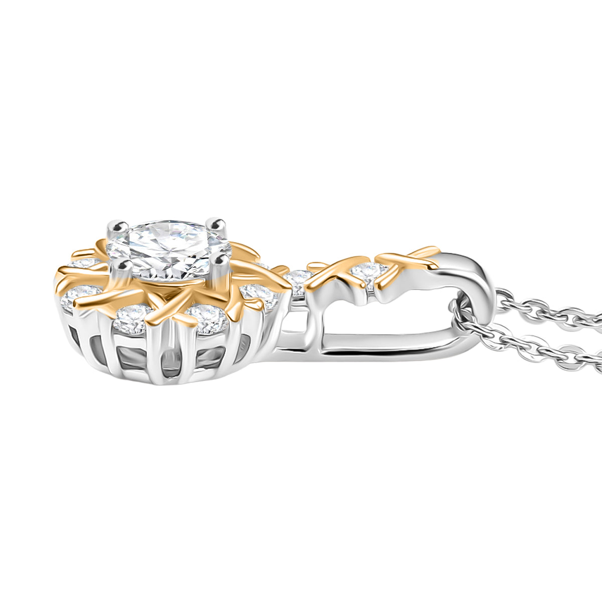 D'Joy Moissanit Anhänger mit Kette ca. 50 cm, 925 Silber platiniert und vergoldet ca. 0.77 ct