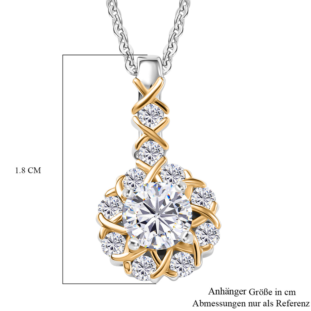 D'Joy Moissanit Anhänger mit Kette ca. 50 cm, 925 Silber platiniert und vergoldet ca. 0.77 ct