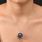 AAA Labradorit, Weißer Zirkon Schmuckset 925 Silber rhodiniert, 925 Silber Rhodiniert und 750 Gelbgold Vermeil ca. 24.36 ct