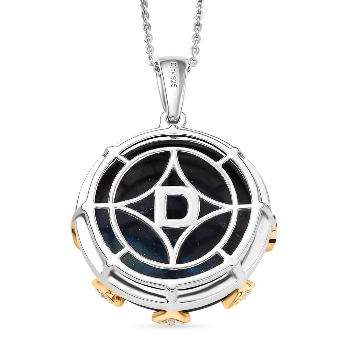 AAA Labradorit, Weißer Zirkon Schmuckset 925 Silber rhodiniert, 925 Silber Rhodiniert und 750 Gelbgold Vermeil ca. 24.36 ct