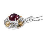 GP Italienischer Garten Kollektion - AA Afrikanischer Rubin (Fissure gefüllt), mehrfarbiger Diamanten Anhänger mit Kette ca. 45 cm, 925 Silber rhodiniert, 925 Silber Rhodiniert und 750 Gelbgold Vermeil ca. 9.71 ct