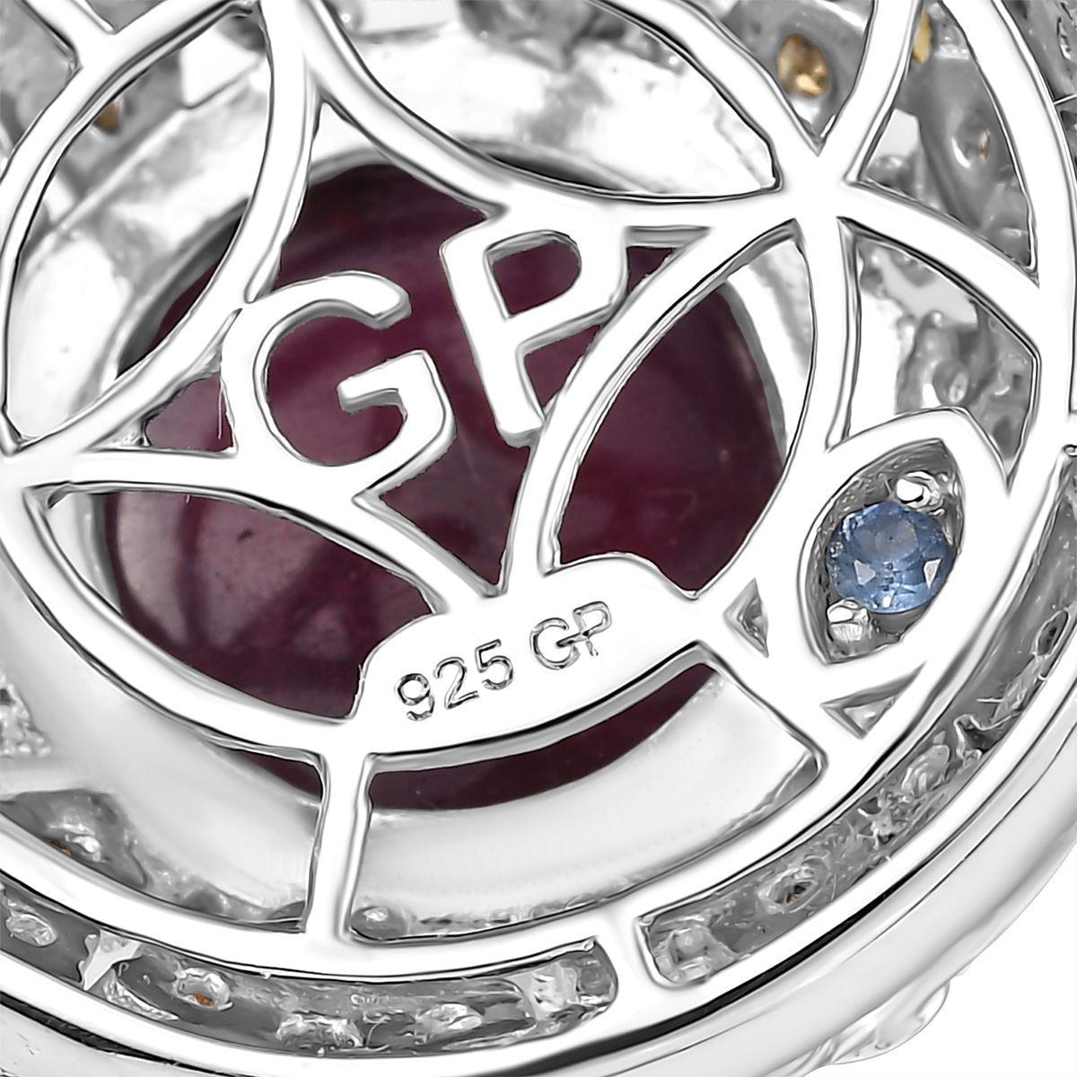 GP Italienischer Garten Kollektion - AA Afrikanischer Rubin (Fissure gefüllt), mehrfarbiger Diamanten Anhänger mit Kette ca. 45 cm, 925 Silber rhodiniert, 925 Silber Rhodiniert und 750 Gelbgold Vermeil ca. 9.71 ct